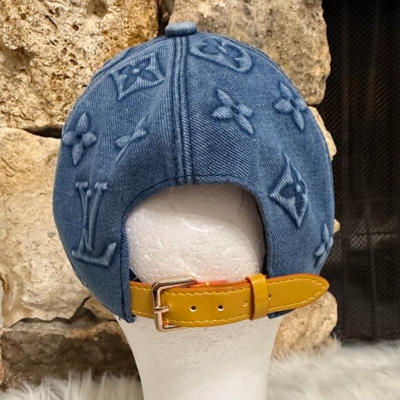 Blue Denim Embossed Pattern Baseball Cap - Picture 3 of 5